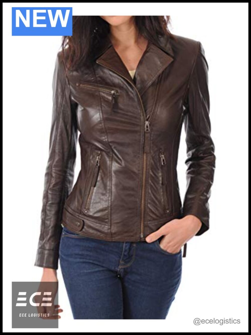 Lambskin Leather Bomber Biker Jacket Slim Fit Zip Moto Outerwear